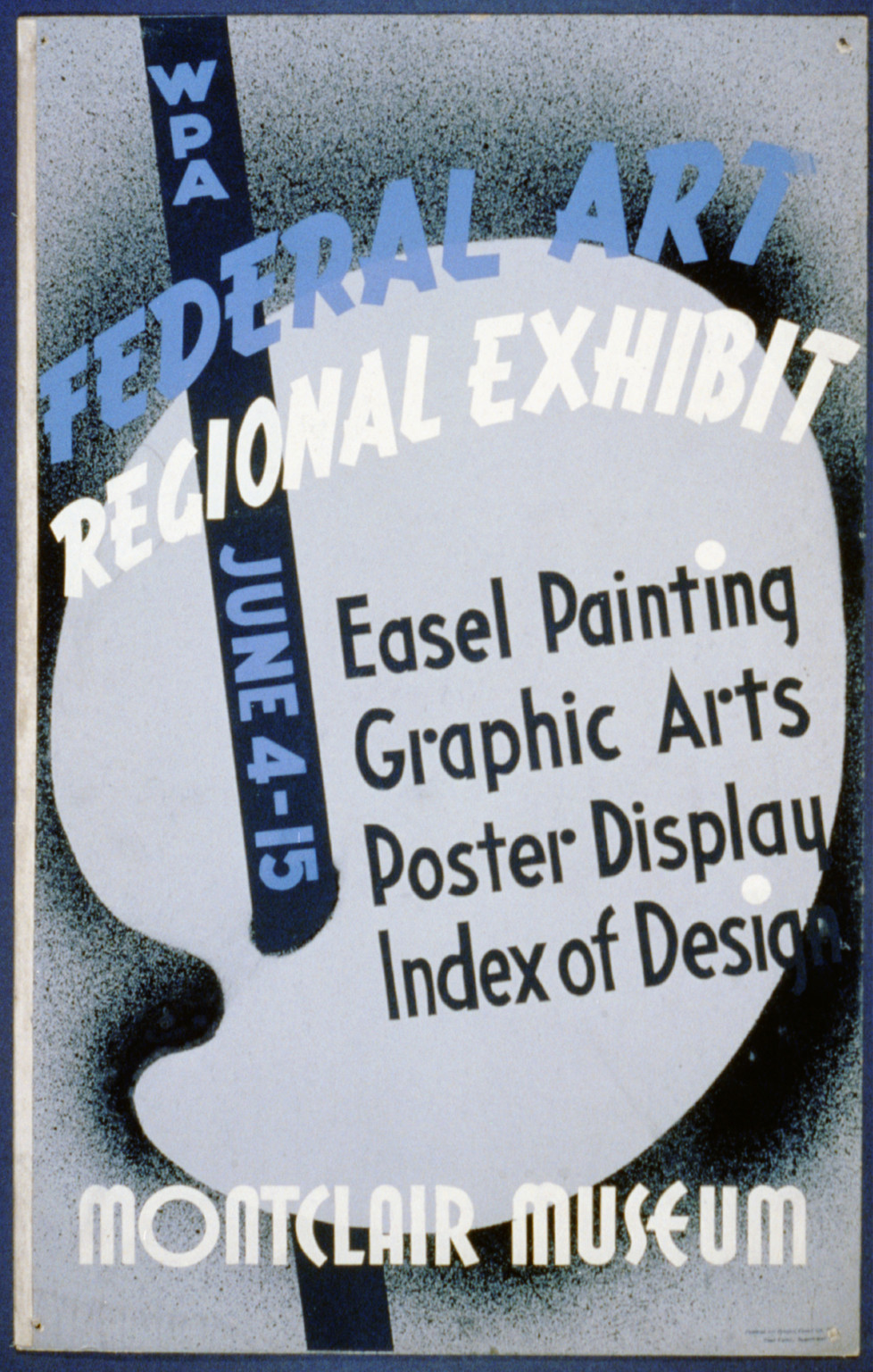 WPA federal art regional exhibit Montclair Museum Easel painting graphic arts poster, 1936 — vintage poster