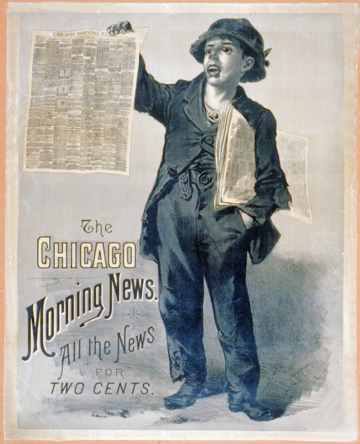 The Chicago Morning News--All the news for two cents / Shober & Carqueville lith., Chicago., [1881?] — vintage poster