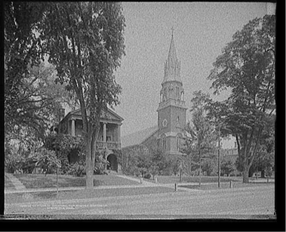 St. Michael's Cathedral and St. Luke's Sanitarium, Springfield, Mass., c1908. — historic photograph
