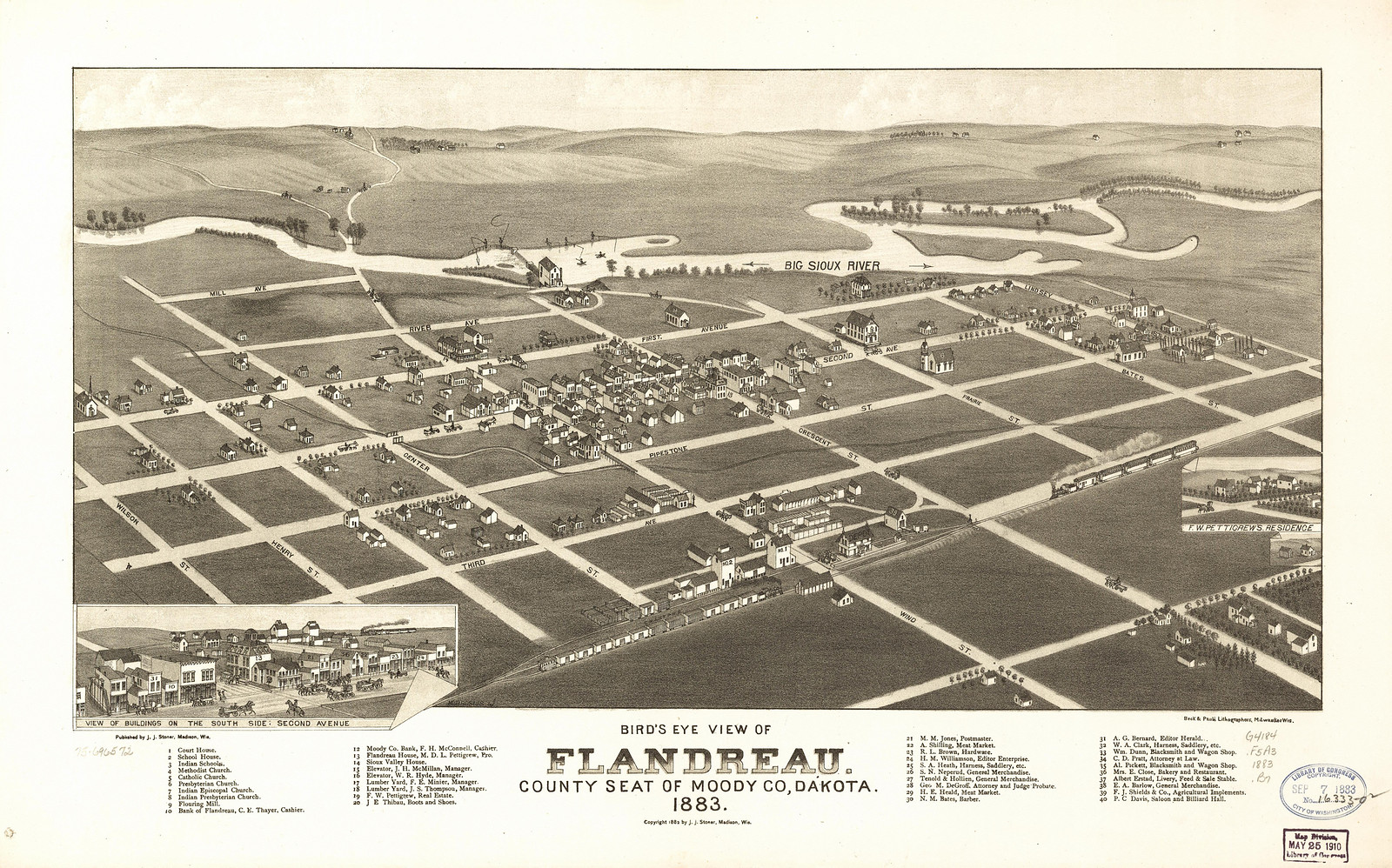 Flandreau, Dakota Territory, 1883, 1883 — antique map