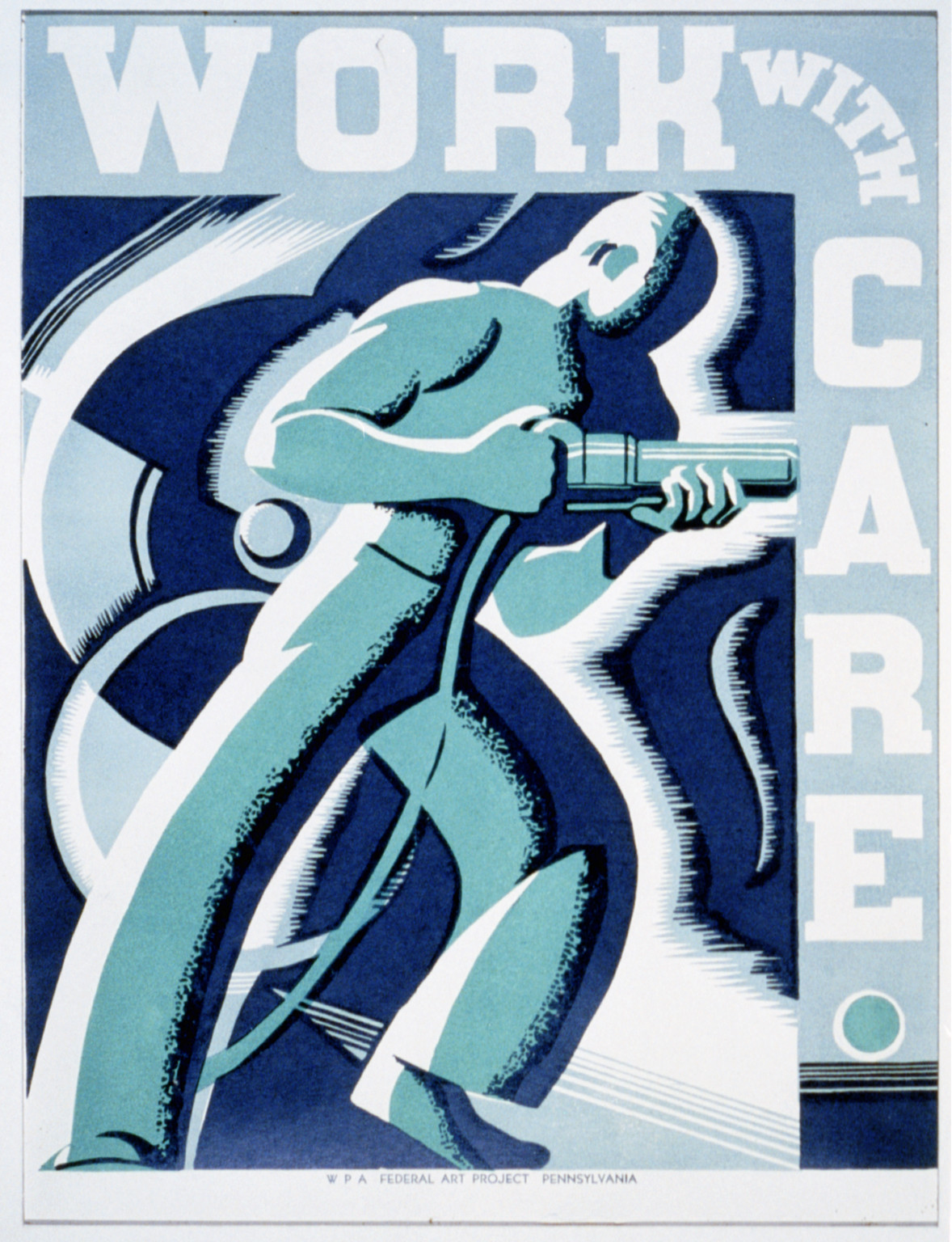 Work with care, 1936 — vintage poster