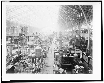 [Interior of Gallery of Machines, showing machinery, Paris Exposition, 1889]
