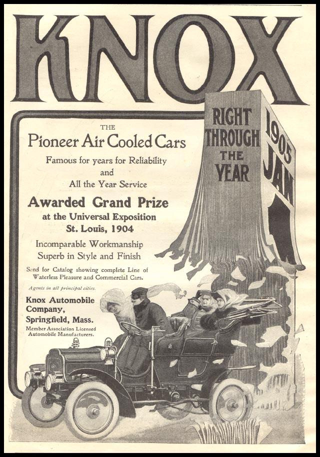 Knox Pioneer Air Cooled Cars advertisement, 1905 — historic image