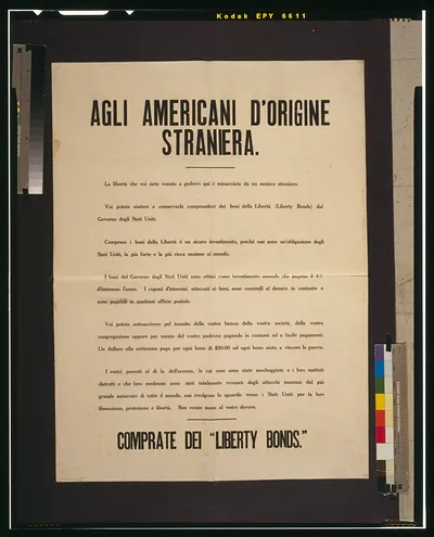 Agli Americani d'origine straniera [...] Comprate dei Liberty Bonds