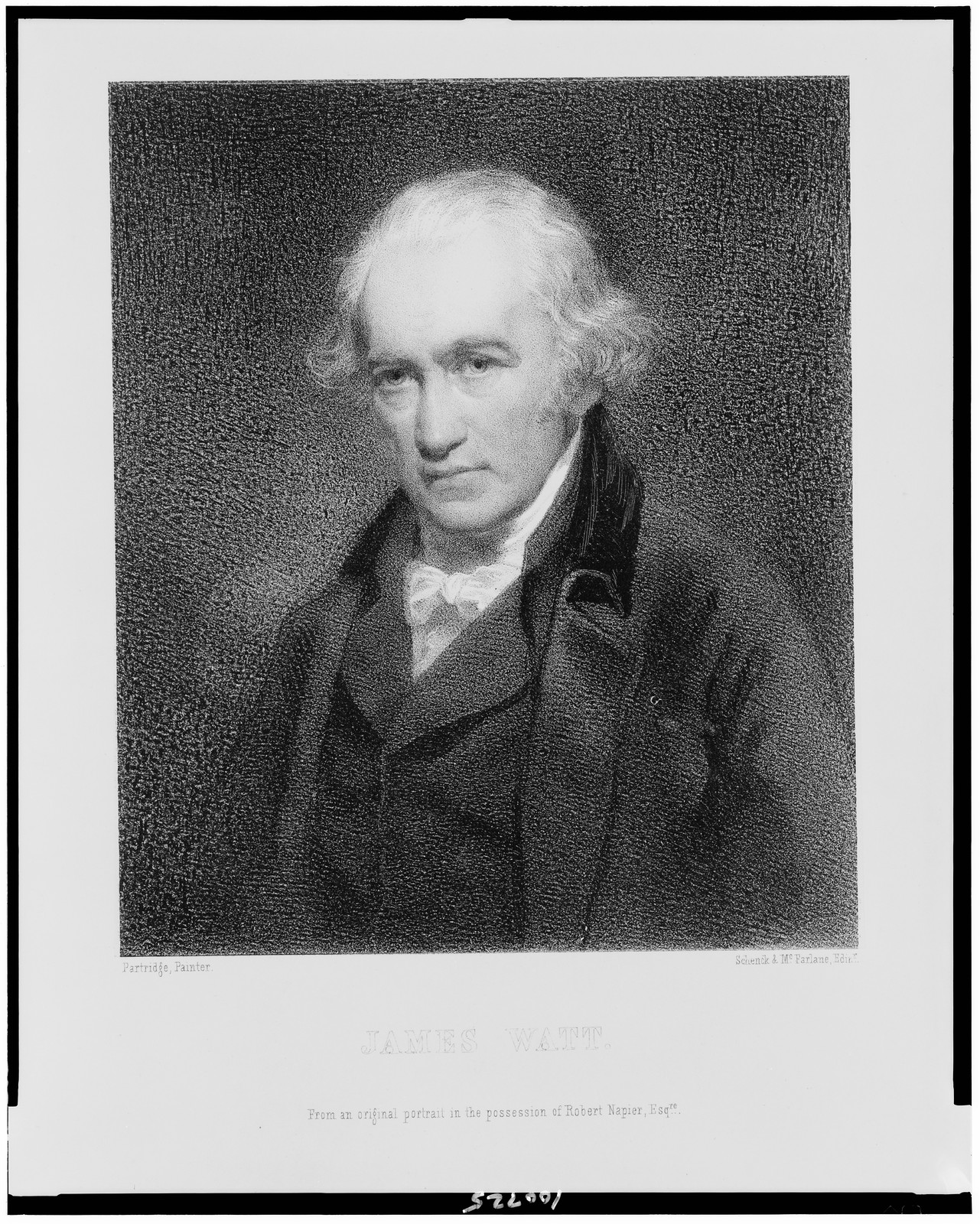 James Watt / Partridge, painter ; Schenck & McFarlane, edinr.(?)., [published 1856] — historic print