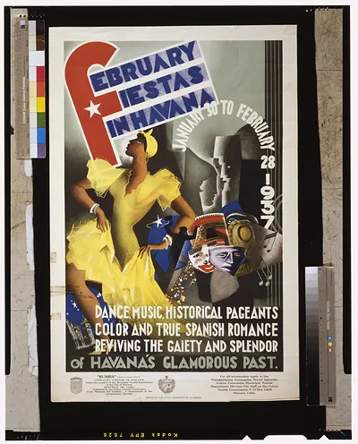 February fiestas in Havana. January 30 to February 28, 1937 / Rumba" poster by Enrique Caravia."