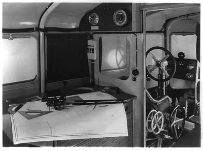 [Interior of Do X seaplane (flying boat) built by Dornier: Cockpit(?) and map-making instruments]