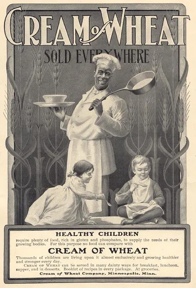 Cream of Wheat advertisement: chef and two children, 'Healthy Children'