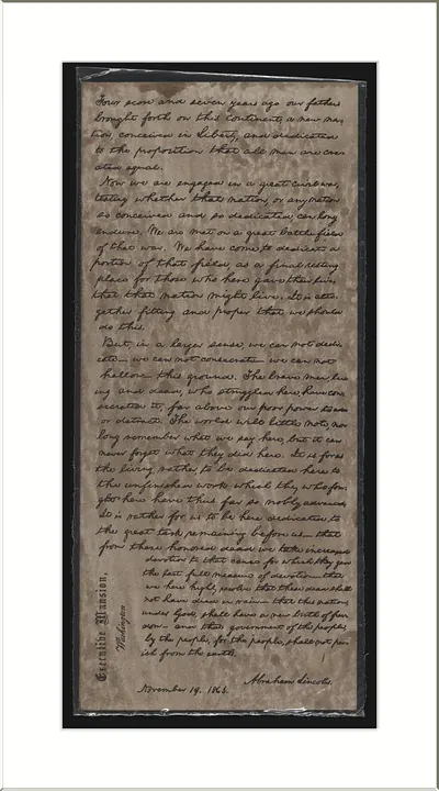Handwritten Gettysburg Address manuscript signed Abraham Lincoln