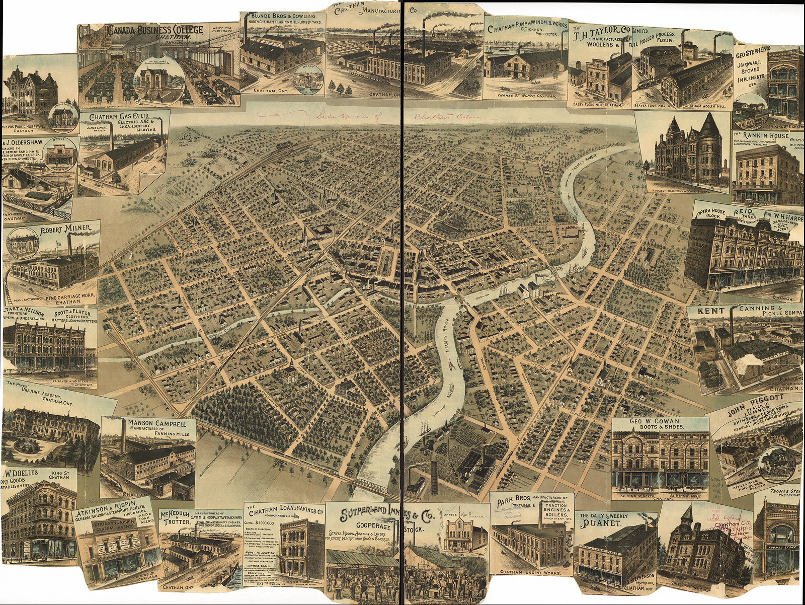 CANADA-Chatham-1875, 1870 — antique map