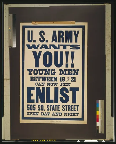 U.S. Army wants you!! Young men between 18 and 21 can now join.