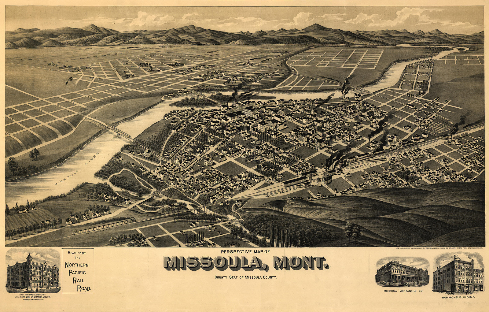 Missoula, Montana, 1891, 1891 — antique map