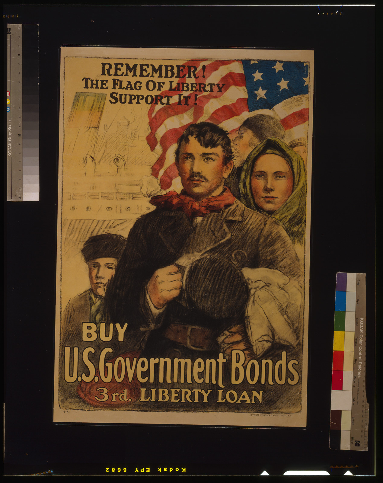 Remember! The flag of liberty - support it! Buy U.S. government bonds 3rd. Liberty Loan, N[ew] Y[ork] : Heywood Strasser & Voigt Litho. Co., [1918] — vintage poster