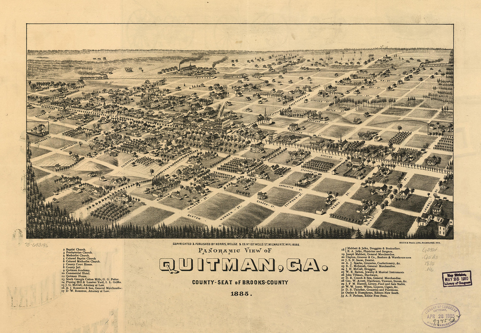 Quitman, Georgia, 1885, 1885 — antique map