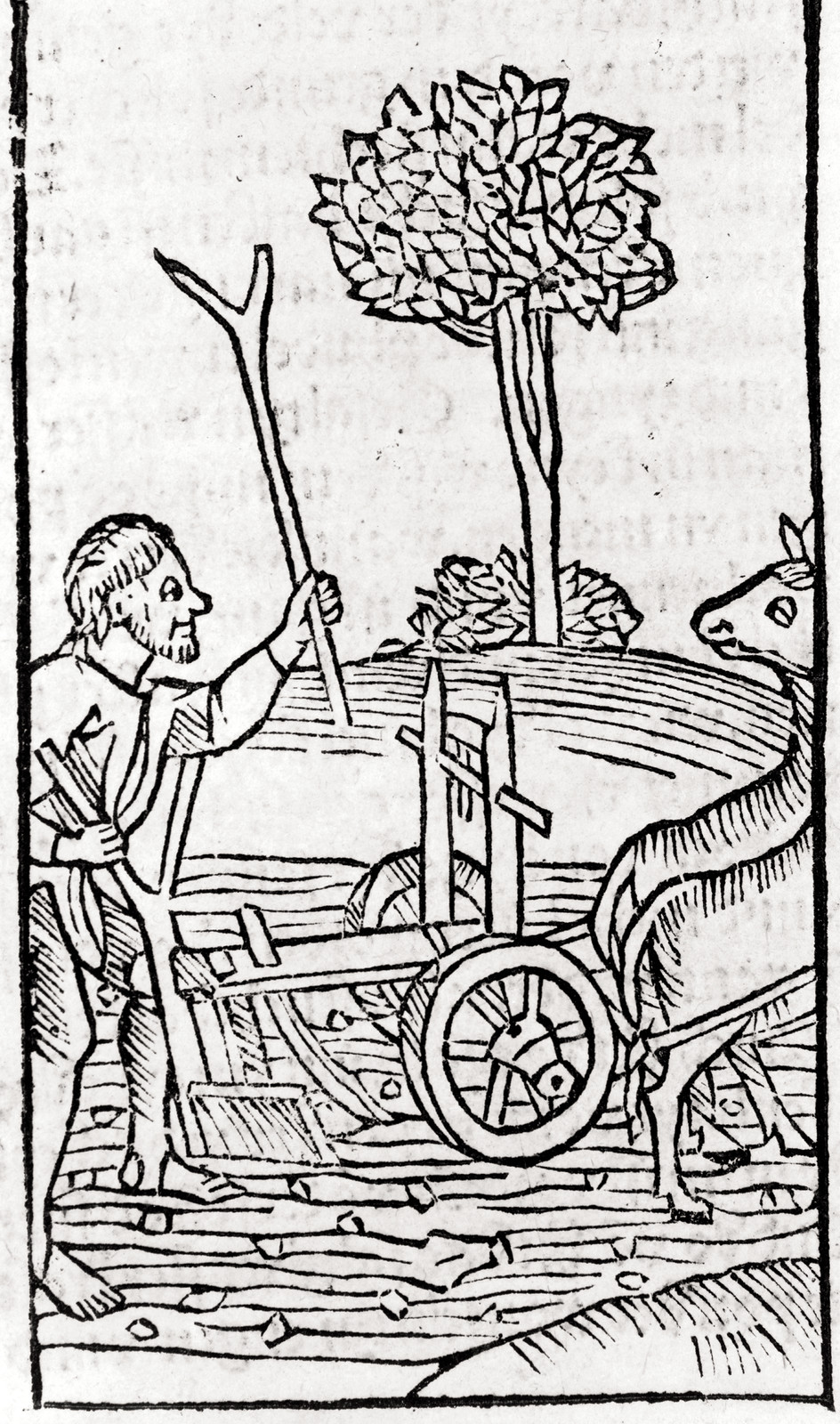 [A farmer plowing a field] — historic print