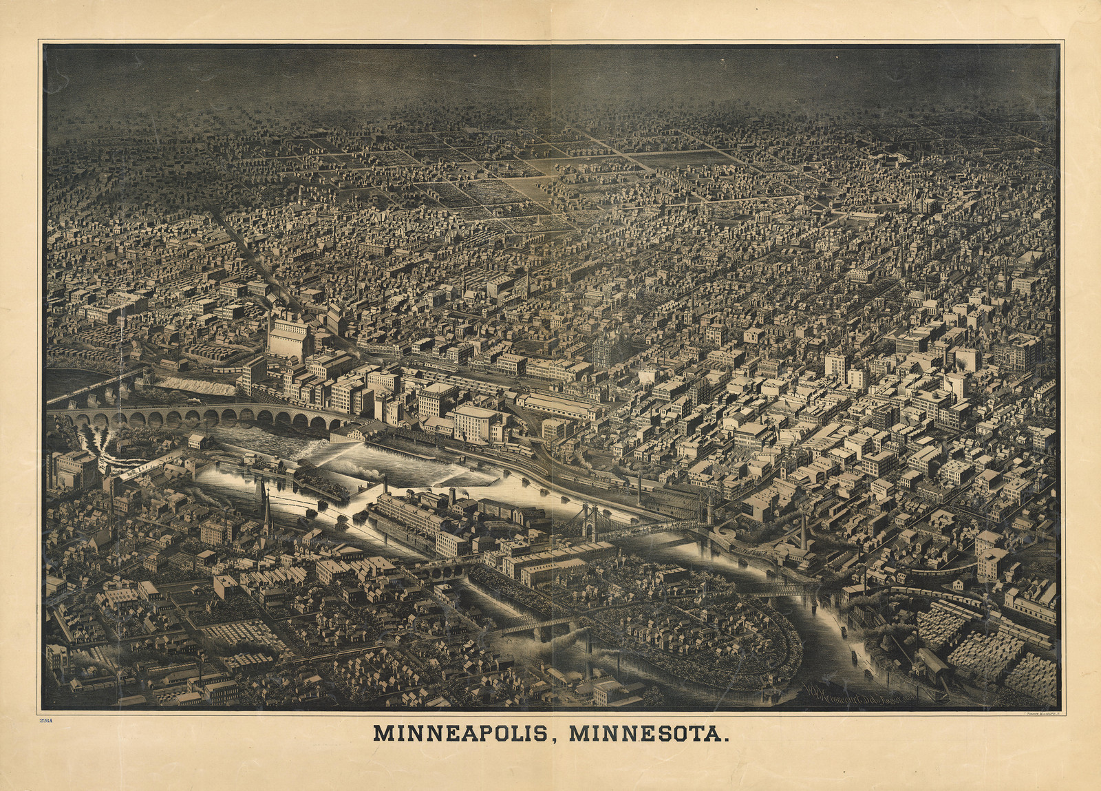 Minneapolis, Minnesota, 1885, 1885 — antique map