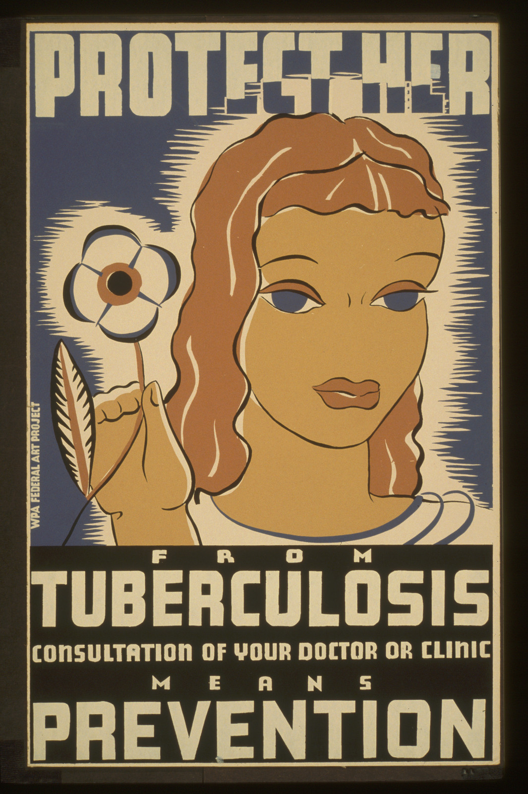 Protect her from tuberculosis Consultation of your doctor or clinic means prevention., 1936 — vintage poster
