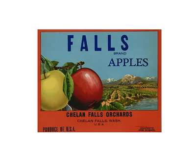 Falls Brand Apples crate label, Chelan Falls Orchards