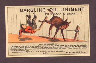 Gargling Oil Liniment for Man & Beast trade card