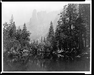 [The Sentinel with lake and trees in foreground, Yosemite National Park, Calif.]