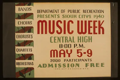 Department of Public Recreation presents Sioux Citys [sic] 1940 music week Bands choi