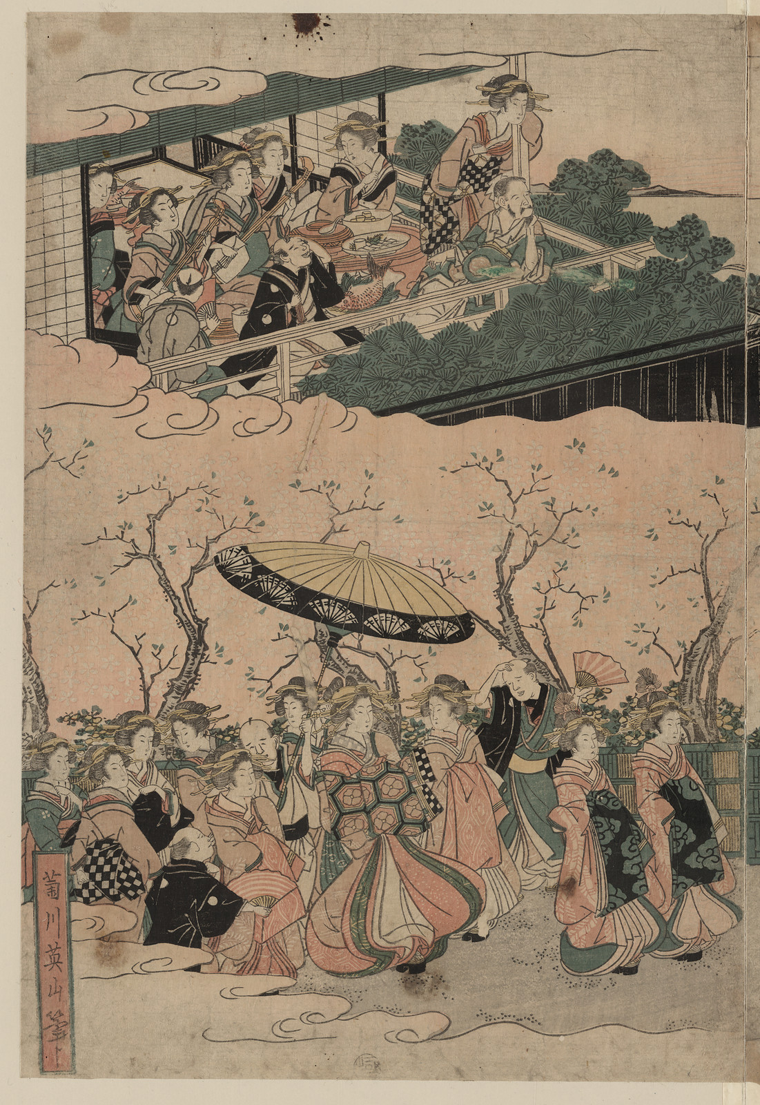 [Japanese Ukiyo-e print], 1750 — historic print
