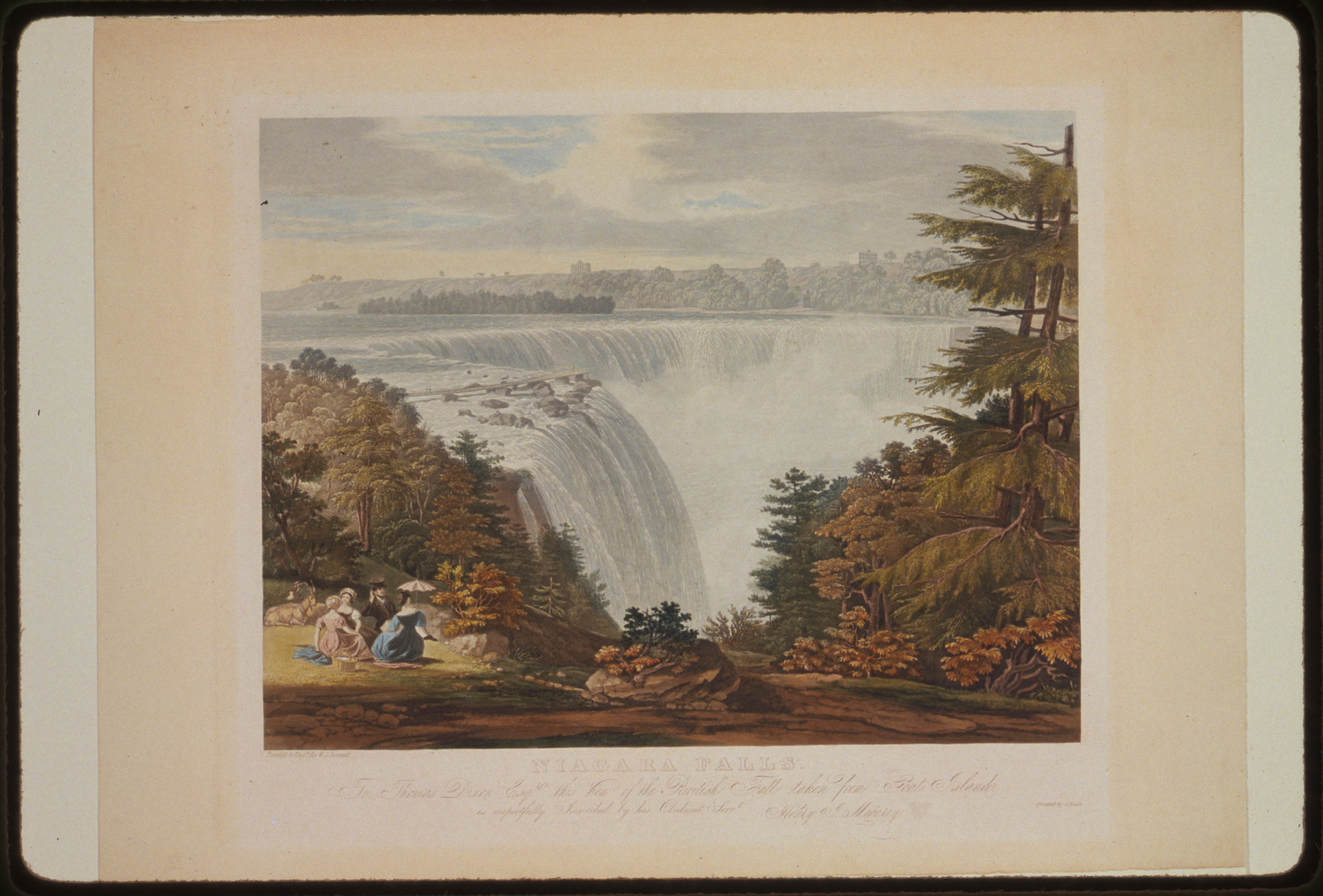 Niagara Falls. To Thomas Dixon esq. this view of the British Fall taken from Goat Island, [no date recorded on shelflist card] — historic print