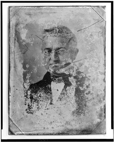 Unidentified man, half-length portrait, damaged daguerreotype plate