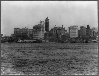 New York City from New York Bay: high buildings on the West side of lower New York City
