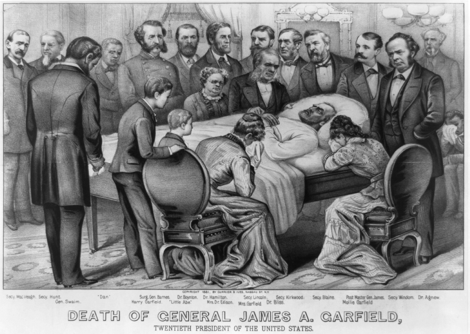 Death of General James A. Garfield: Twentieth President of the United States, [New York] : Currier & Ives, 1881. — antique lithograph