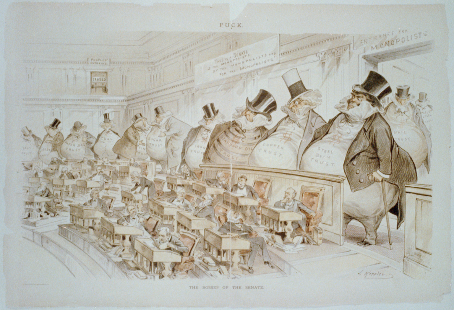 The Bosses of the Senate, 1889 — antique lithograph