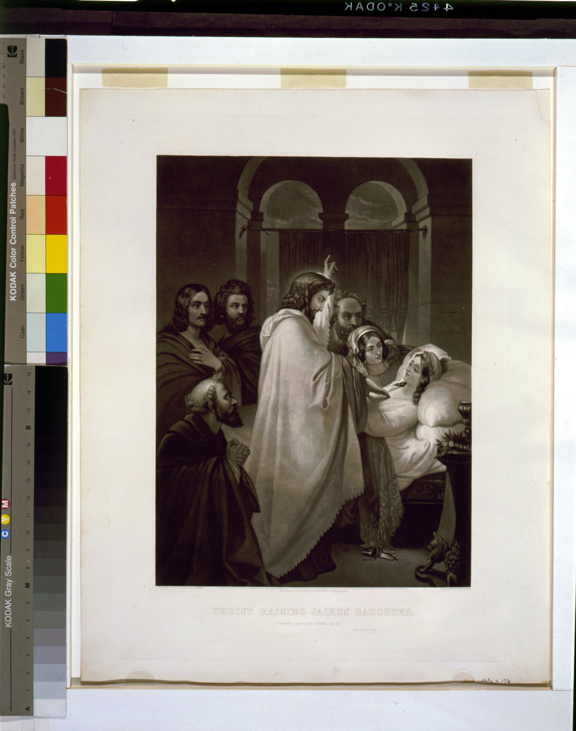 Christ raising Jairus' daughter / The original picture by Theodore Von Holst ; engraved by Miss Emily Sartain., Philadelphia : published by Bradley & Co., c1866. — historic print