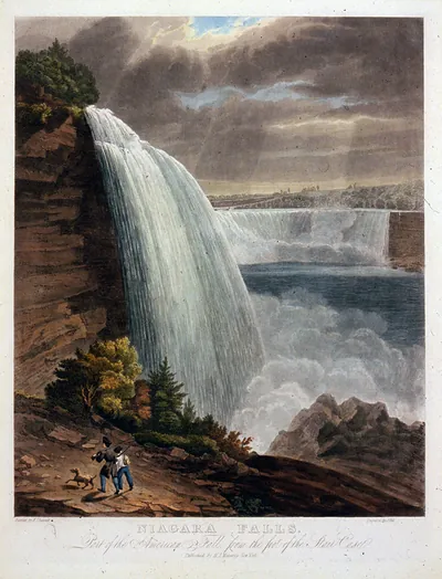 Niagara Falls. Part of the American Fall from the foot of the stair case