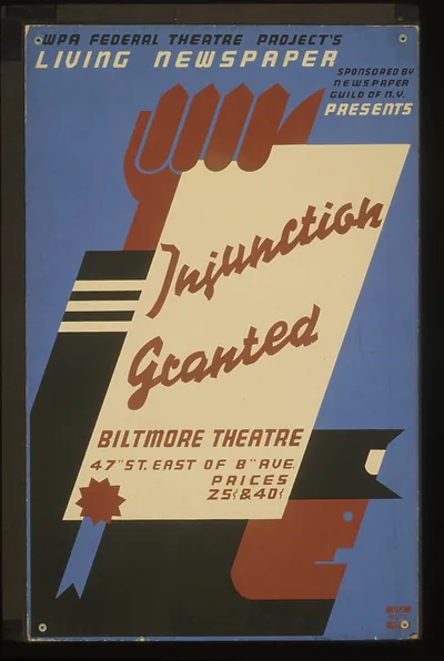WPA Federal Theatre Projects Living Newspaper sponsored by Newspaper Guild of N.Y. pr