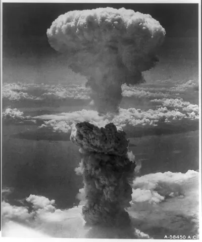 Nagasaki, Japan under atomic bomb attack