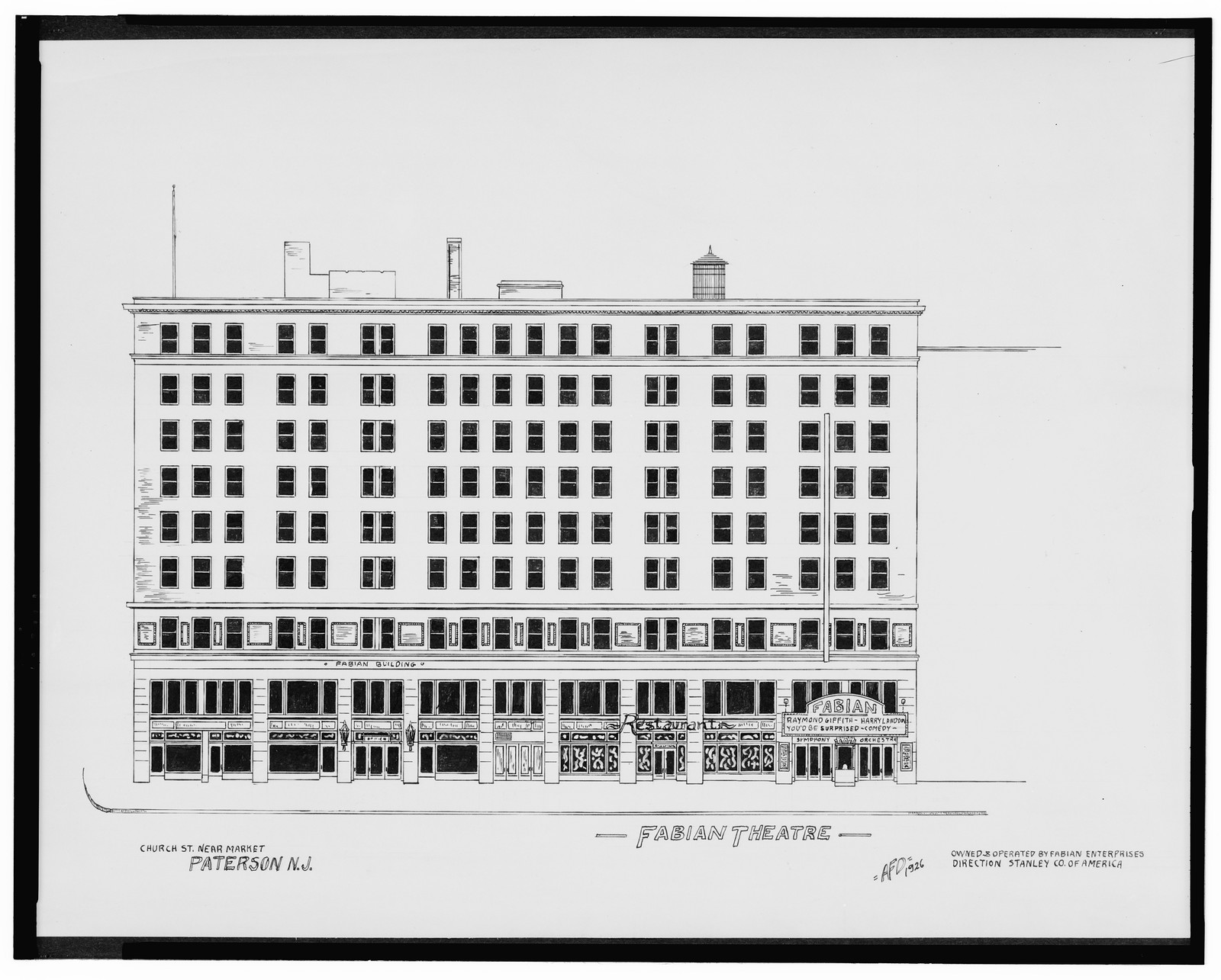 [Fabian Theatre and Fabian Building, Church St. near Market St., Paterson, New Jersey] / AFD 1926., And Engineering (ADE) Drawings — vintage poster