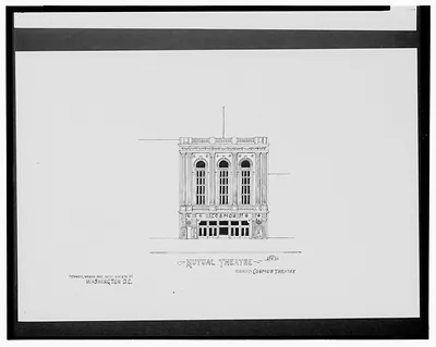[Theaters, Washington, D.C. Mutual Theatre (Cosmos Theatre), Pennsylvania Ave. near 9th St. NW. Elevation] / AFD 1931.
