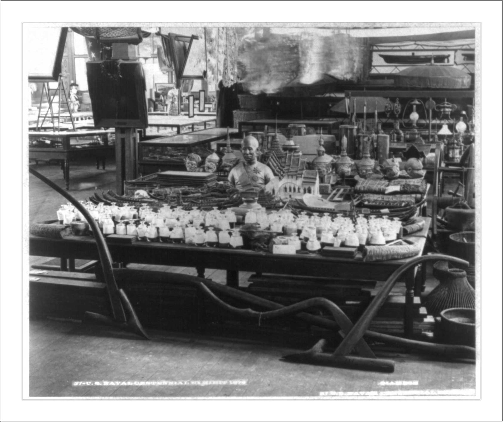 Centennial Exhibition, Philadelphia, 1876: Siamese display, Naval Exhibit, 1875 — historic photograph