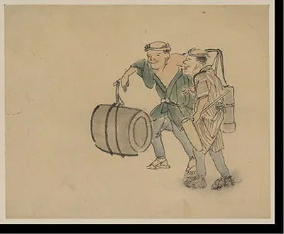 Black & White Photo - Japanese Ukiyo-e drawing