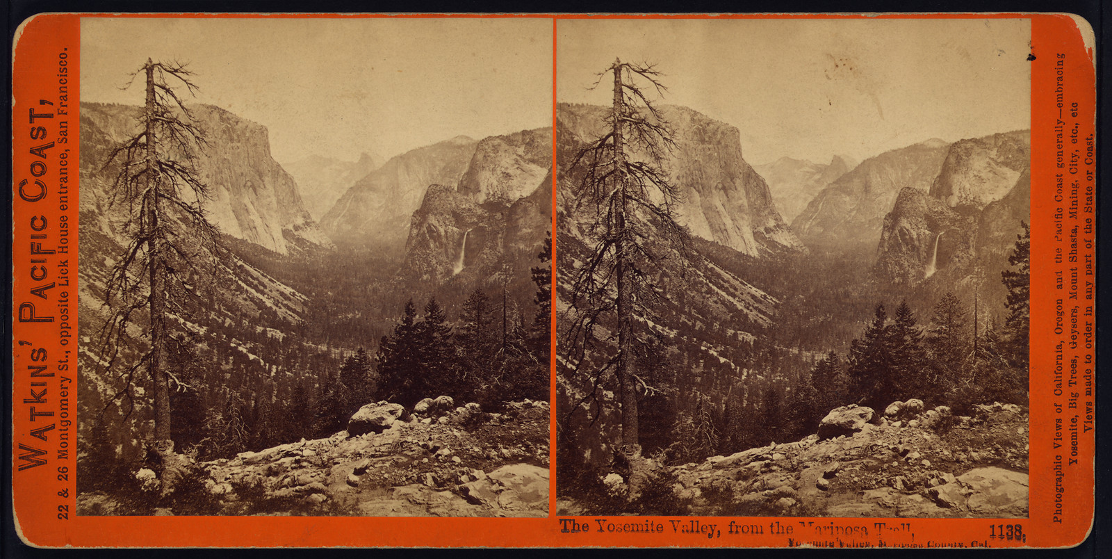 The Yosemite Valley from the Mariposa Trail Yosemite Valley Mariposa County Cal., 1871 — historic photograph