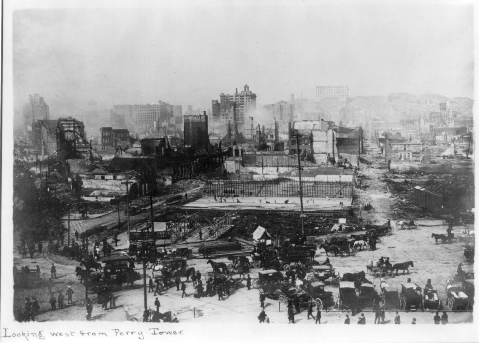 [View of the ruins of San Francisco looking west from Ferry Tower after the earthquake and fire of April 18, 1906], 1906 — historic photograph