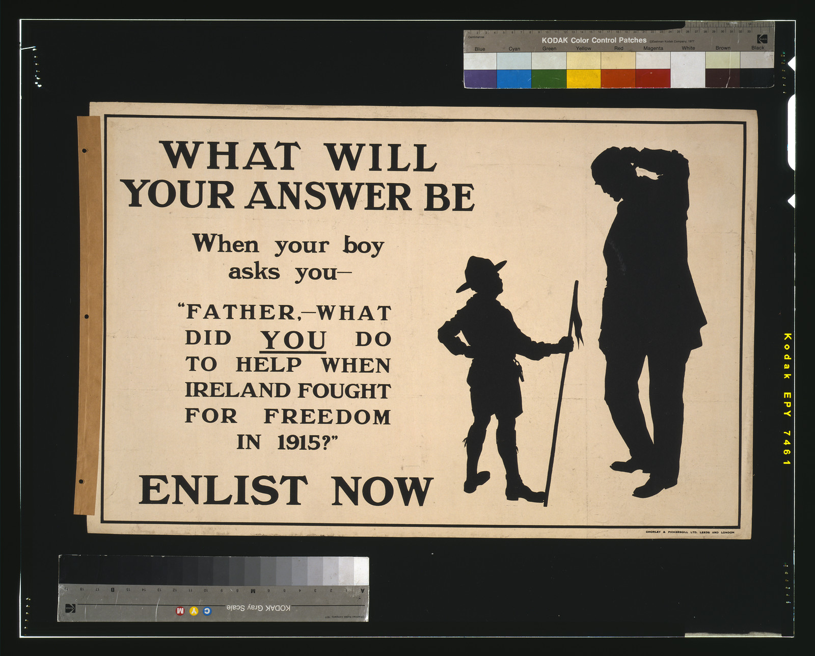 What will your answer be: Enlist now poster, 1915 — vintage poster