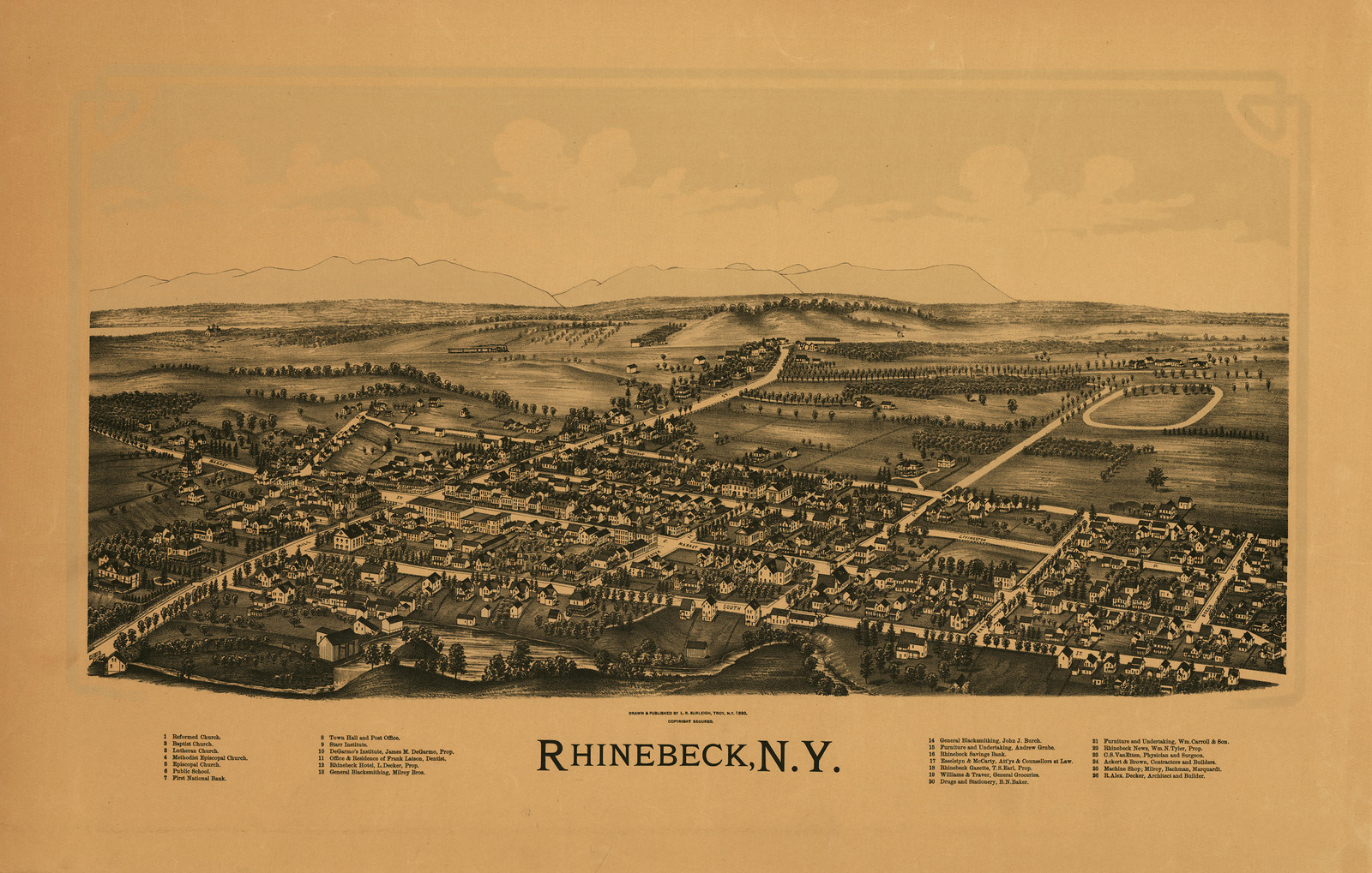Rhinebeck, New York, 1890, 1890 — antique map