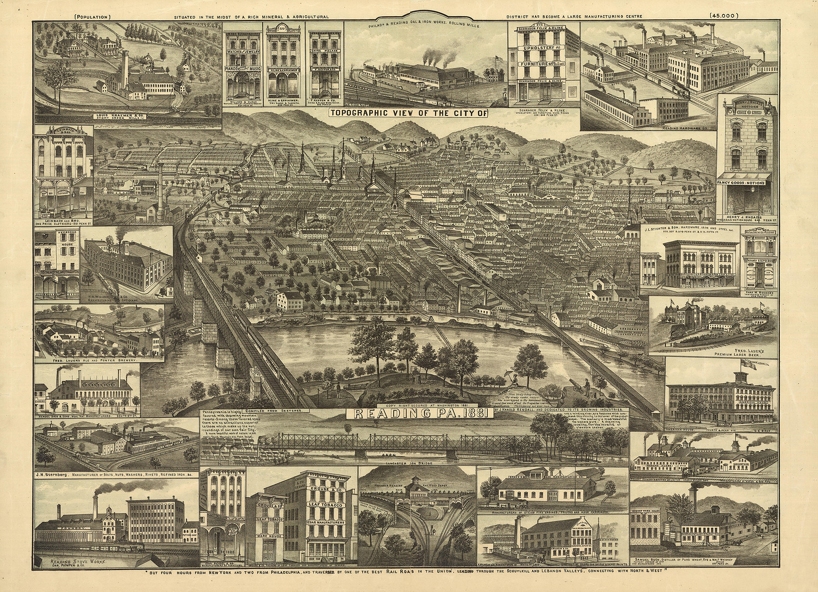 Reading, Pennsylvania, 1881, 1881 — antique map