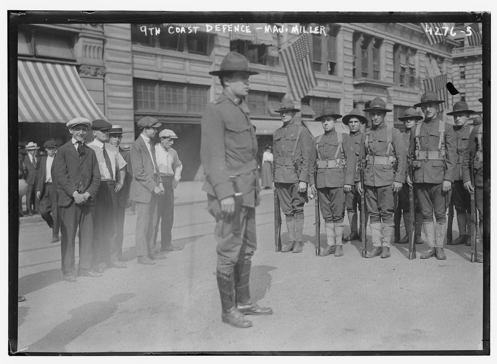 9th Coast Defense in Union Sq. Maj. Miller, n/a — historic photograph