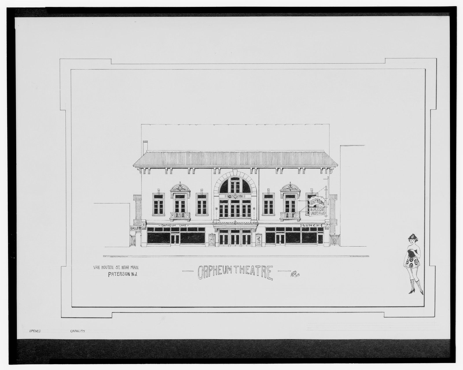 [Orpheum Theatre, Van Houten St. near Main St., Paterson, New Jersey] / AFD 1919., And Engineering (ADE) Drawings — vintage poster