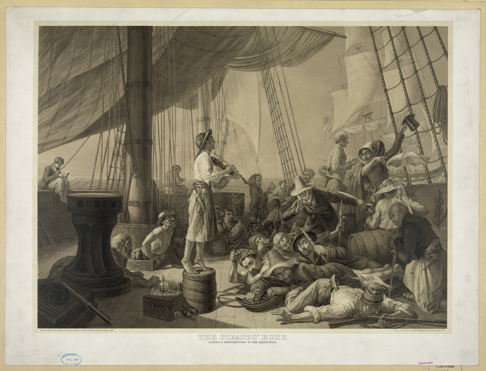 The Pirates' Ruse: During a Merchantman in the Olden Days — historic image