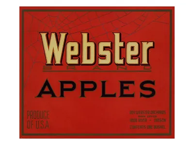 Webster Brand Apples crate label, Hood River, Oregon