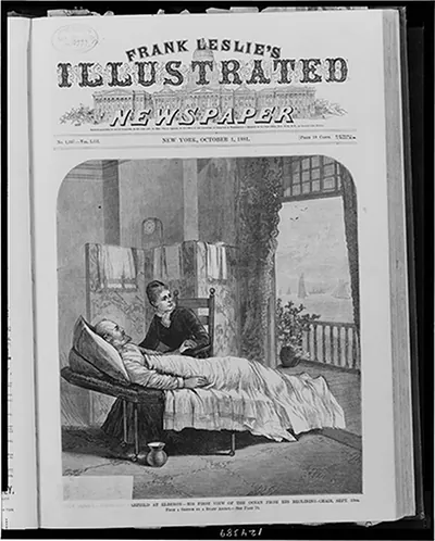 New Jersey--President Garfield at Elberon--His first view of the ocean from his reclining-chair, Sept. 13th / from a sketch by a staff artist.