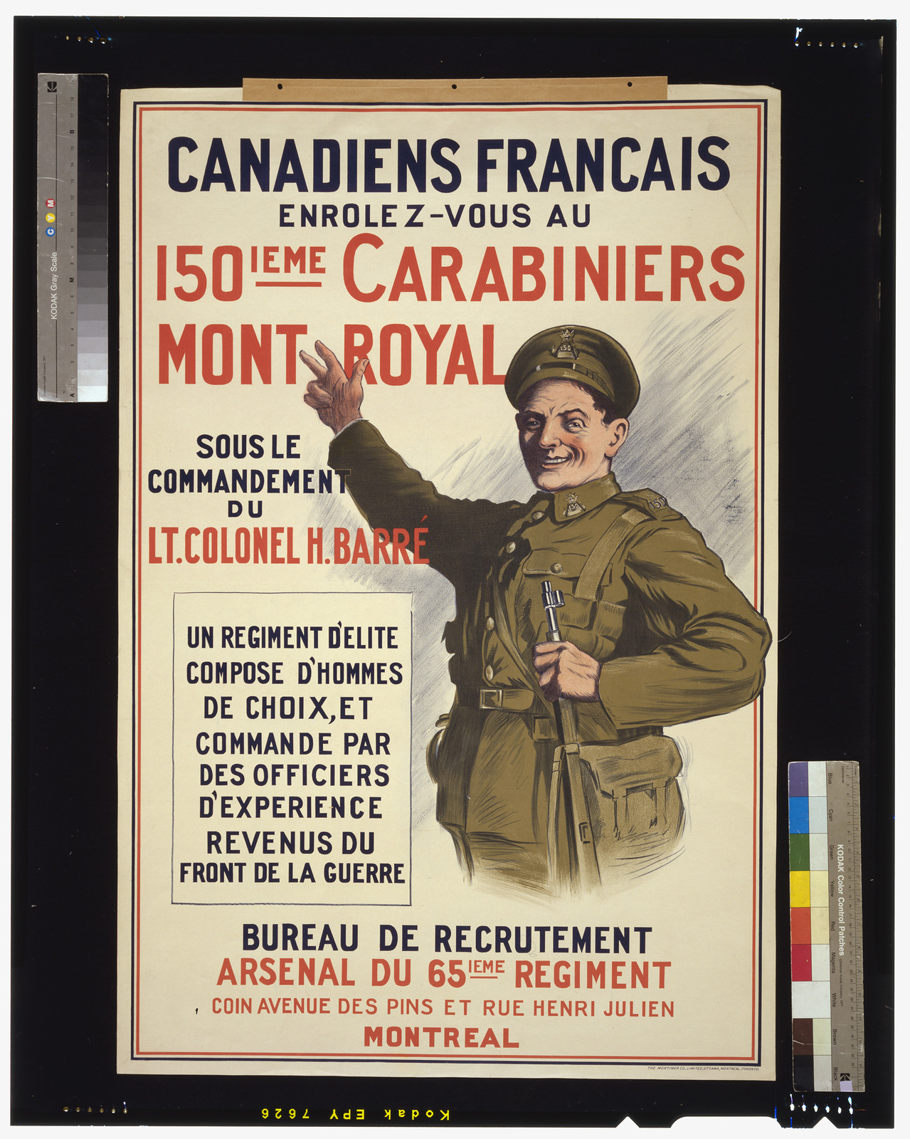 Canadiens Francais Enrolez-vous au 150e Carabiniers Mont Royal, 1915 — historic image